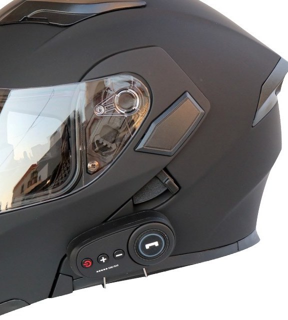 Modular flip-up motorcycle helmet in matte black